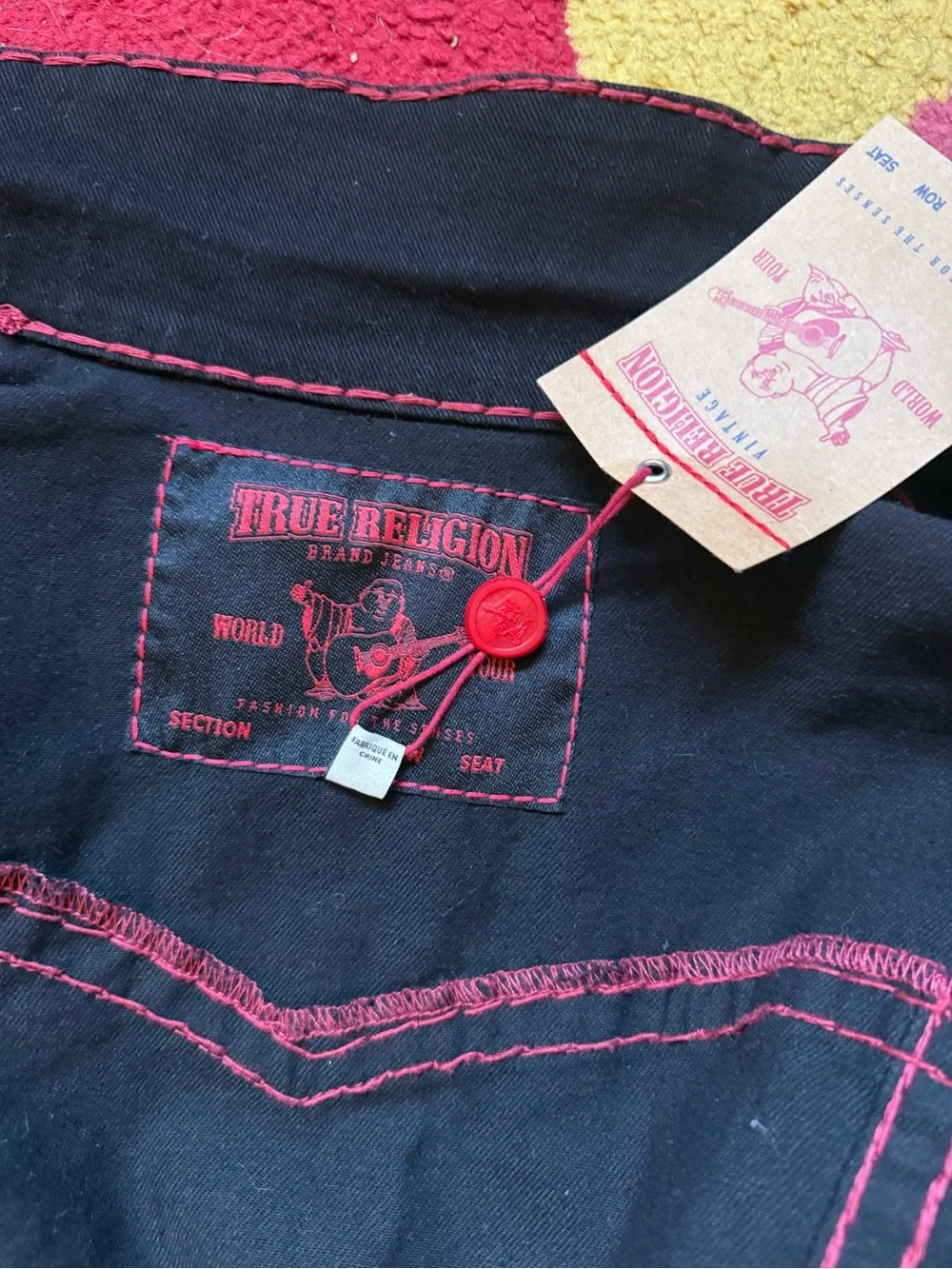 True Religion Black Jacket with Pink Contrast Stitching